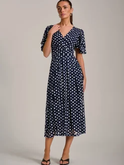Jolie Moi Occasion Dresses|Weekend Casuals-Angel Sleeve Print Lace Maxi Dress, Navy Spot