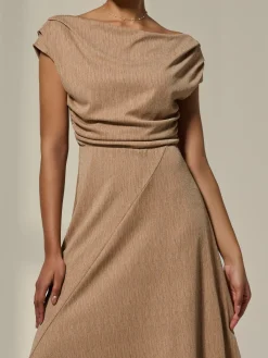 Jolie Moi Mother Of The Bride|Midi Dresses-Asymmetric Cowl Neck Midi Dress, Taupe
