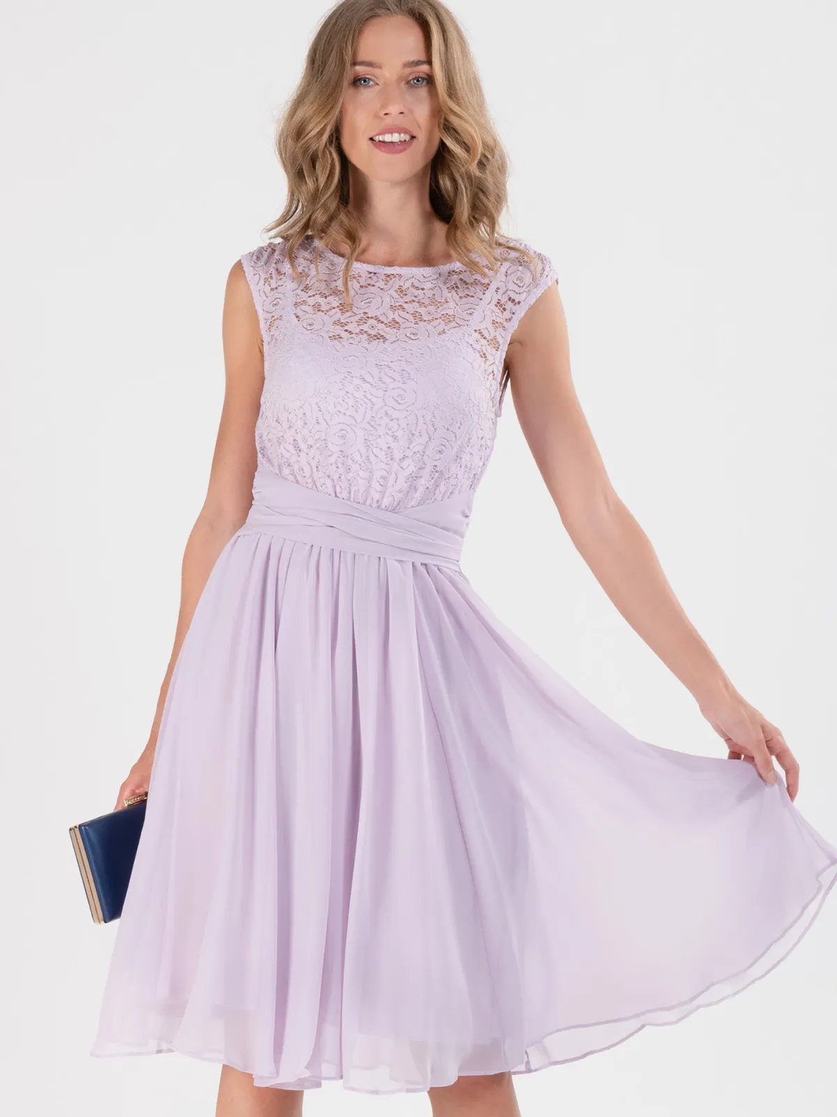 Jolie Moi Occasion Dresses|Midi Dresses-Basia Floral Lace Midi Dress, Lilac