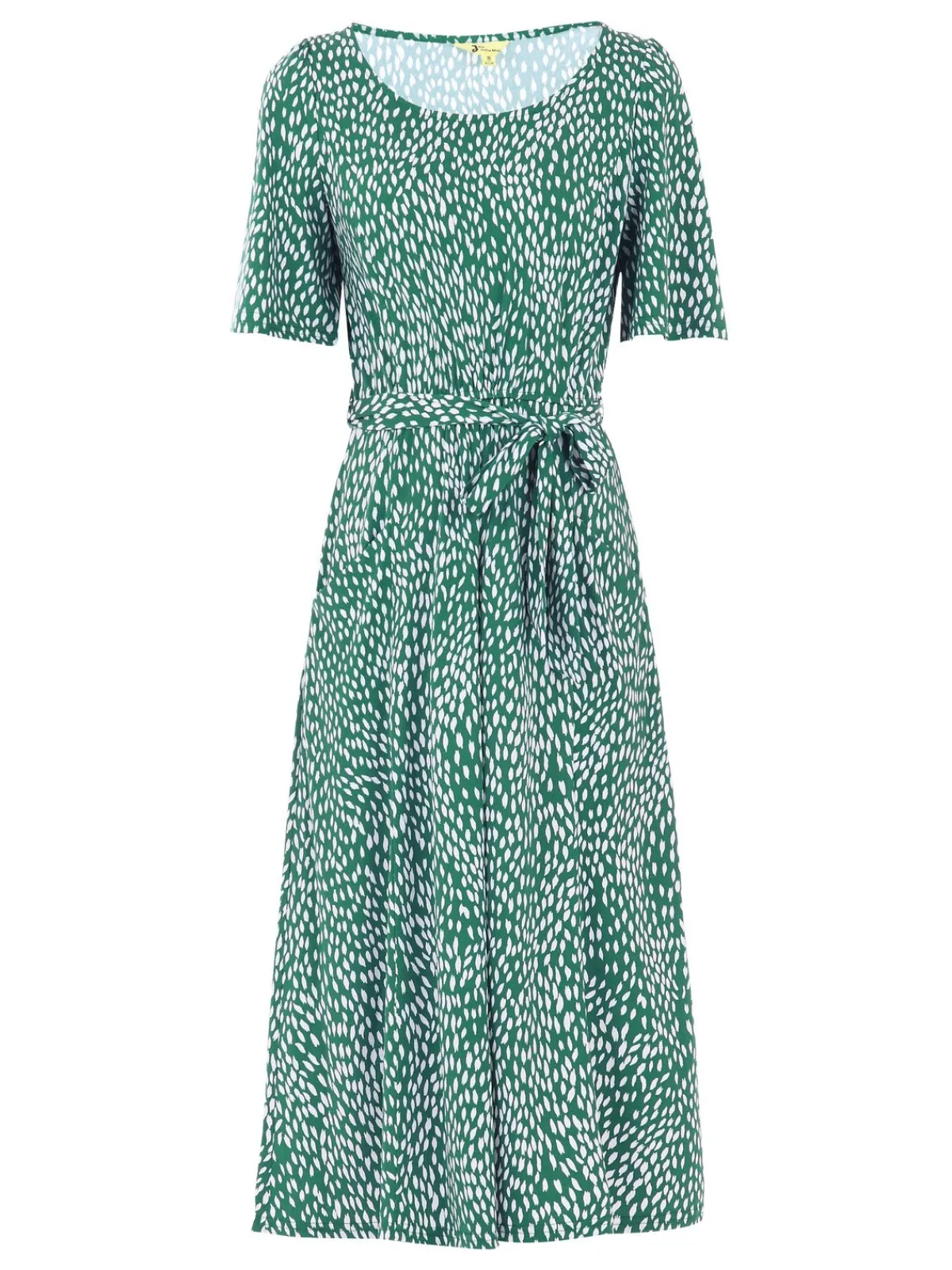 Jolie Moi Occasion Dresses|Weekend Casuals-Belted Midi Jersey Dress, Green Animal