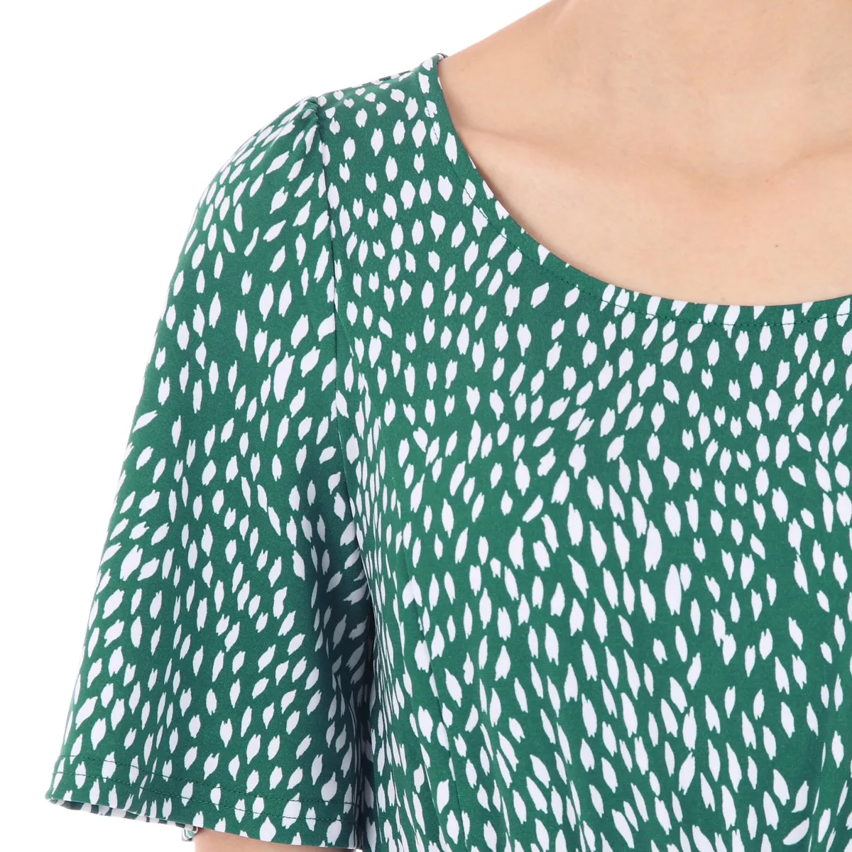Jolie Moi Occasion Dresses|Weekend Casuals-Belted Midi Jersey Dress, Green Animal