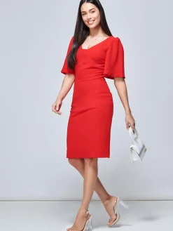 Jolie Moi Occasion Dresses|Office Wear-Beverly Bodycon Dress, Red