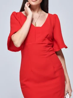 Jolie Moi Occasion Dresses|Office Wear-Beverly Bodycon Dress, Red