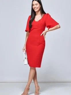 Jolie Moi Occasion Dresses|Office Wear-Beverly Bodycon Dress, Red