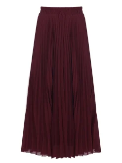 Jolie Moi Skirts|Weekend Casuals- Burgundy Pleated Full Circle Midi Skirt