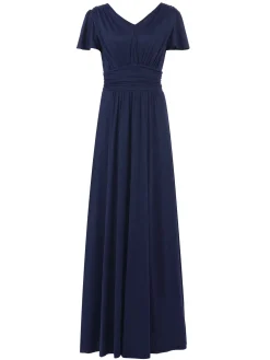 Jolie Moi Occasion Dresses|Mother Of The Bride-Cap Sleeve Jersey Maxi Dress , Navy