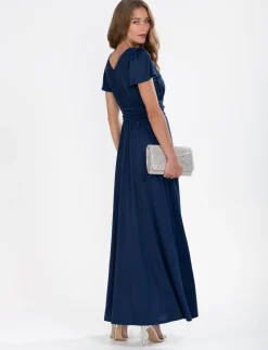 Jolie Moi Occasion Dresses|Mother Of The Bride-Cap Sleeve Jersey Maxi Dress , Navy