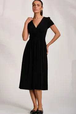 Jolie Moi Jersey Dresses|Little Black Dresses-Cap Sleeve Jersey Midaxi Dress, Black