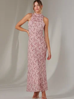 Jolie Moi Occasion Dresses|Floral Dresses-Chiffon Maxi Dress, Pink Floral