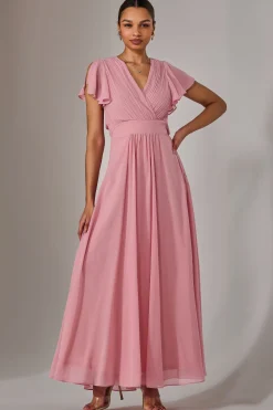 Jolie Moi Mother Of The Bride|Occasion Dresses-Chiffon Pleated Maxi Dress, Dusty Pink