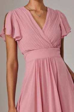 Jolie Moi Mother Of The Bride|Occasion Dresses-Chiffon Pleated Maxi Dress, Dusty Pink