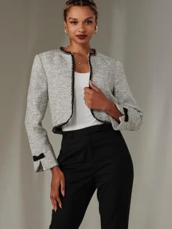 Jolie Moi Coats & Jackets|Blazers-Contrat Tri Tweed Jacket, Monochrome