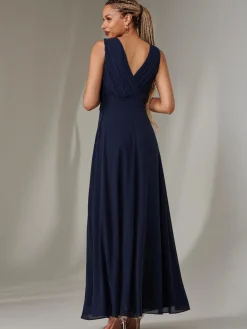 Jolie Moi Occasion Dresses|Maxi Dresses-Cora Sleeveless Chiffon Maxi Dress, Navy