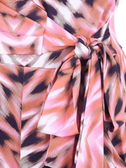Jolie Moi Occasion Dresses|Maxi Dresses-Cross Over Tie Waist Maxi Dress, Pink Multi