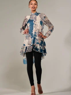 Jolie Moi Animal Print Dresses|Weekend Casuals-Dipped Hem Shirt Midi Dress, Teal Animal