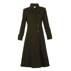 Jolie Moi Coats & Jackets-Double Breasted Button Detail Fit And Flare Coat, Solider Green