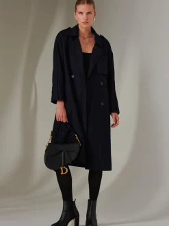 Jolie Moi Coats & Jackets-Doube Breated Trench Coat, Navy