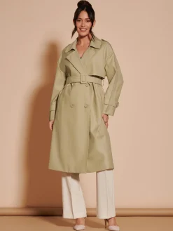 Jolie Moi Coats & Jackets|Weekend Casuals-Doube Breated Trench Coat, Stone