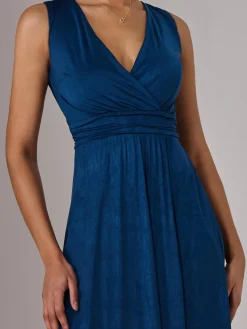 Jolie Moi Occasion Dresses|Jersey Dresses-Ella Wrap Bodice Jersey Maxi Dress, Navy
