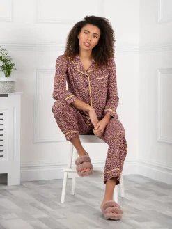 Jolie Moi Co-Ords-Emily Leopard Print Pyjamas, Pink Animal
