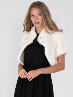 Jolie Moi Fur Wraps-Faux Fur Bolero, Ivory