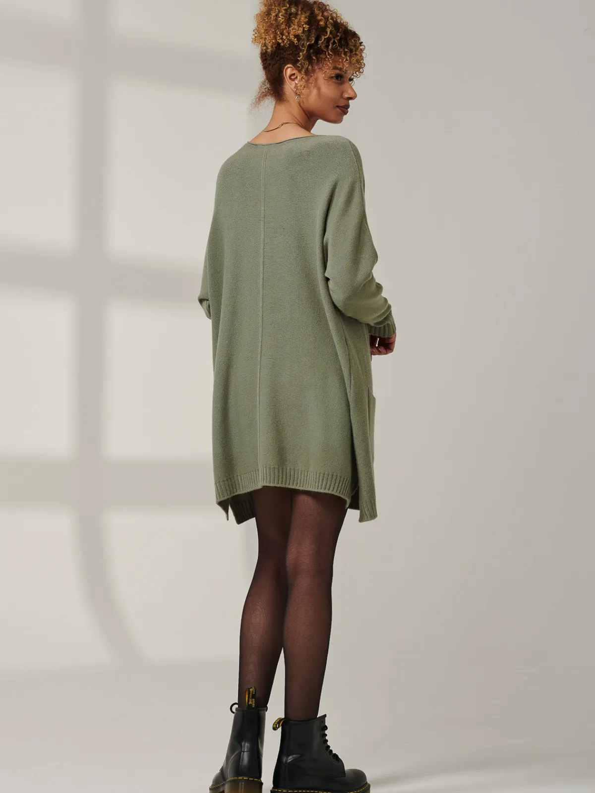 Jolie Moi Weekend Casuals|Knitted Jumpers-Front Pocket Loose Fit Knit Jumper, Soldier Green