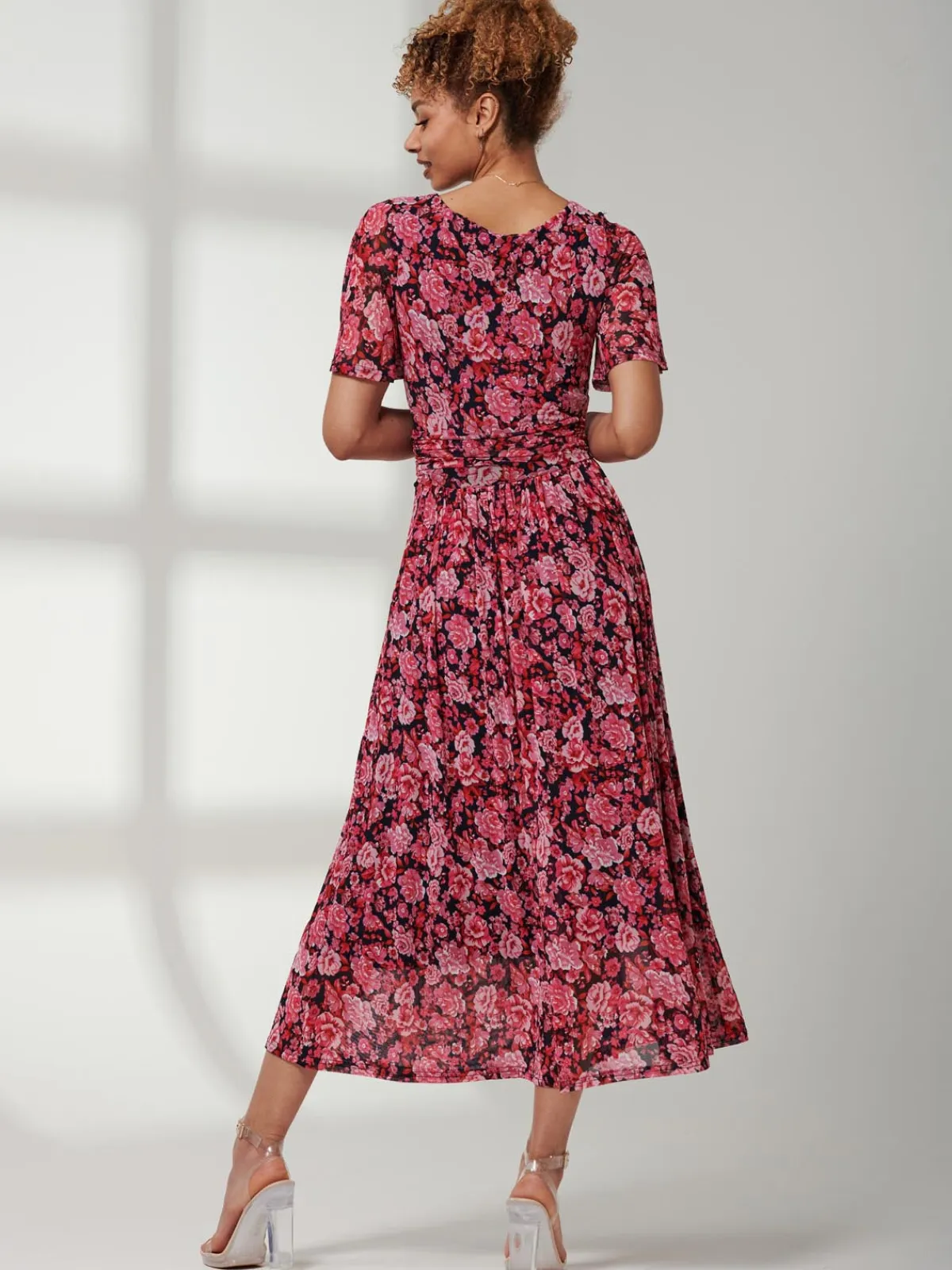 Jolie Moi Occasion Dresses|Floral Dresses-Giana Floral Midi Dress, Navy Floral