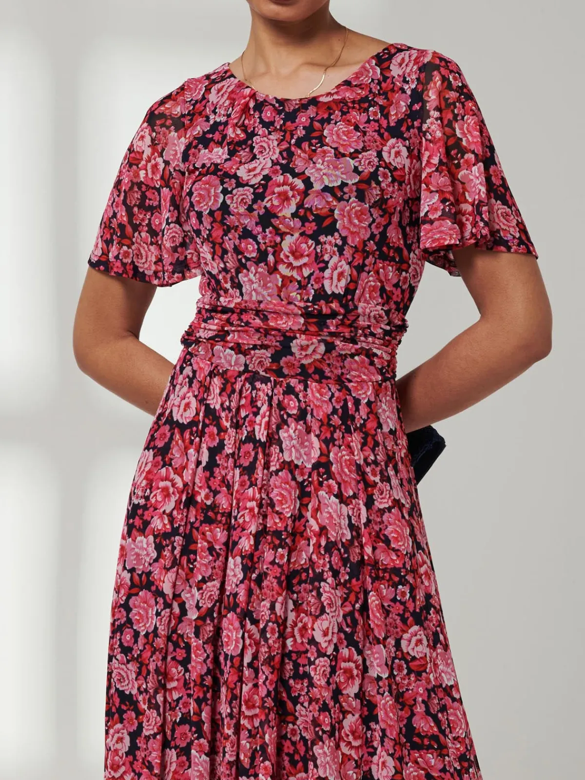 Jolie Moi Occasion Dresses|Floral Dresses-Giana Floral Midi Dress, Navy Floral