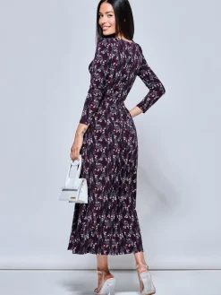 Jolie Moi Jersey Dresses|Weekend Casuals-Greyson Long Sleeve Maxi Dress, Navy Daisy