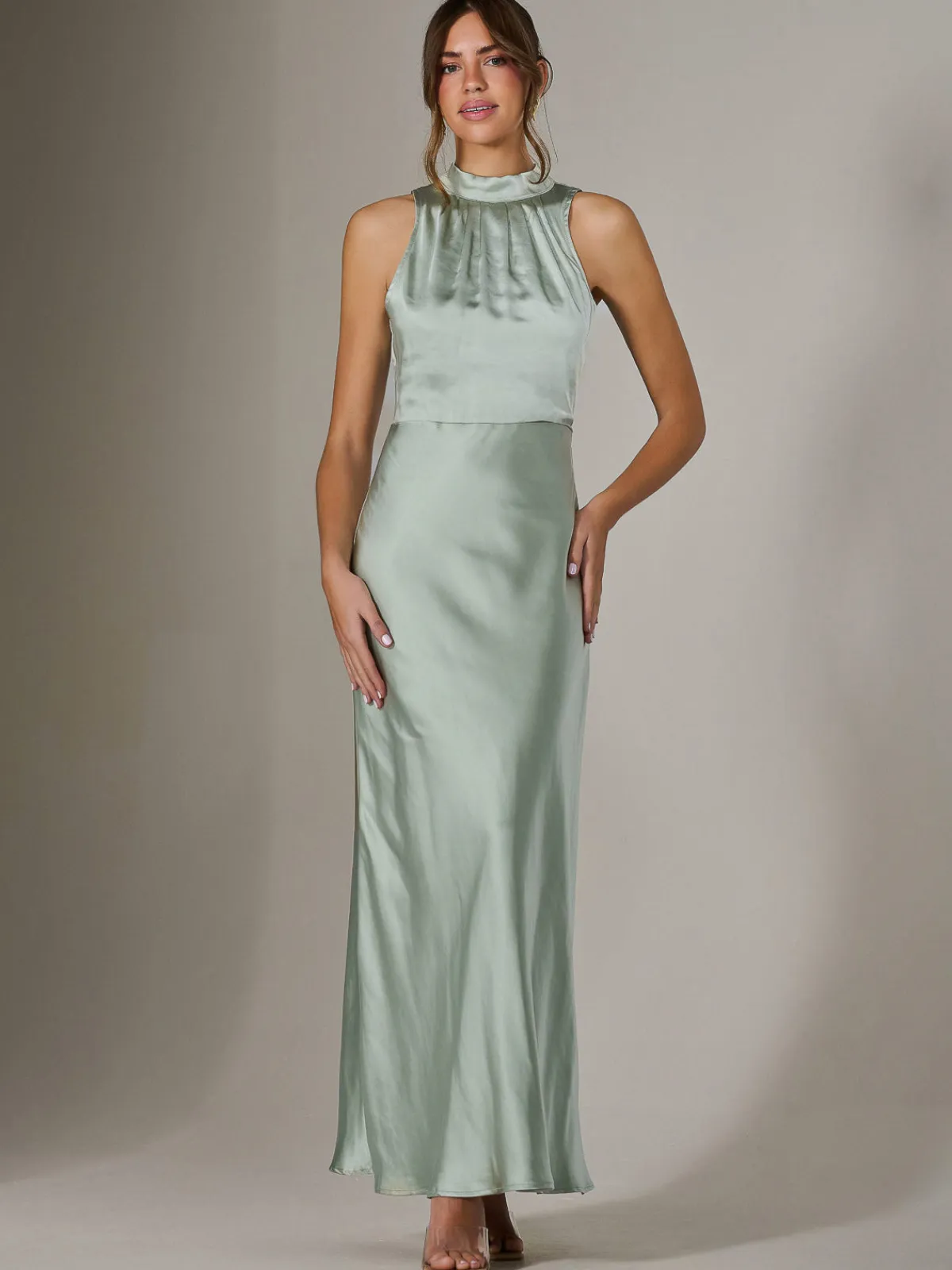 Jolie Moi Occasion Dresses|Maxi Dresses-Halter Neck Maxi Dress, Green