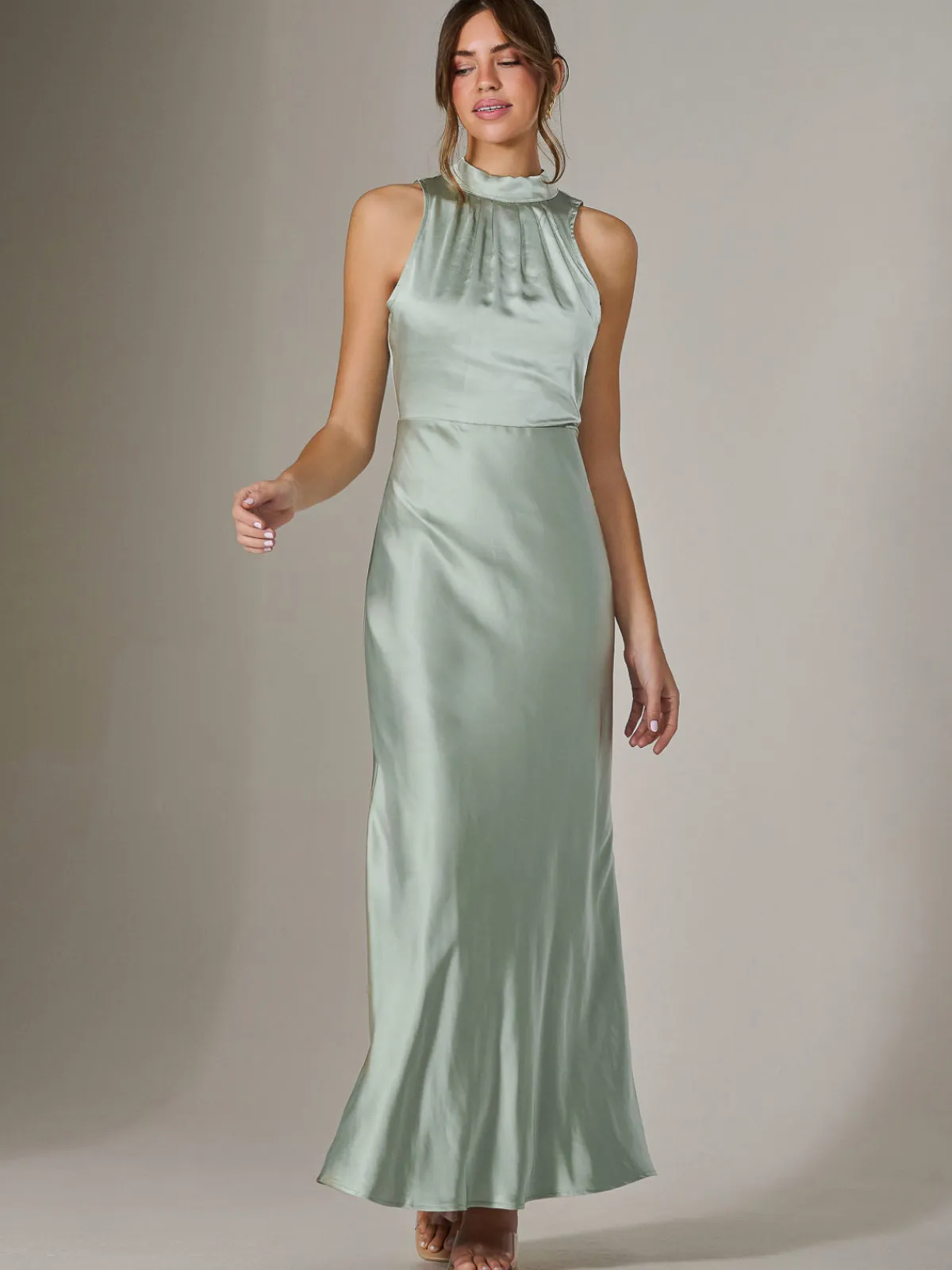 Jolie Moi Occasion Dresses|Maxi Dresses-Halter Neck Maxi Dress, Green
