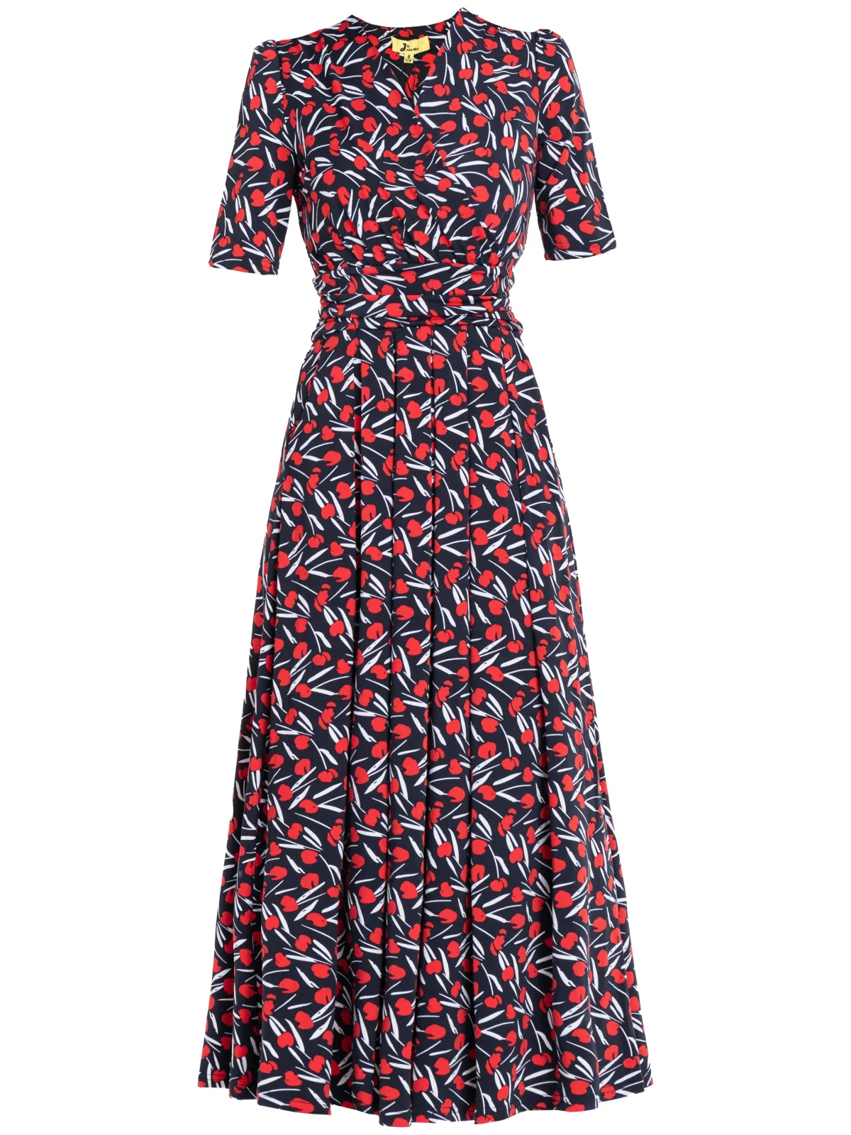 Jolie Moi Occasion Dresses|Jersey Dresses-Amaka Floral Midi Dress, Navy Floral