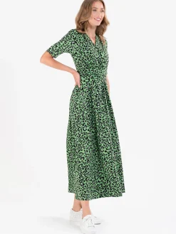 Jolie Moi Jersey Dresses|Weekend Casuals-Denise Maxi Dress, Green Animal/Multi