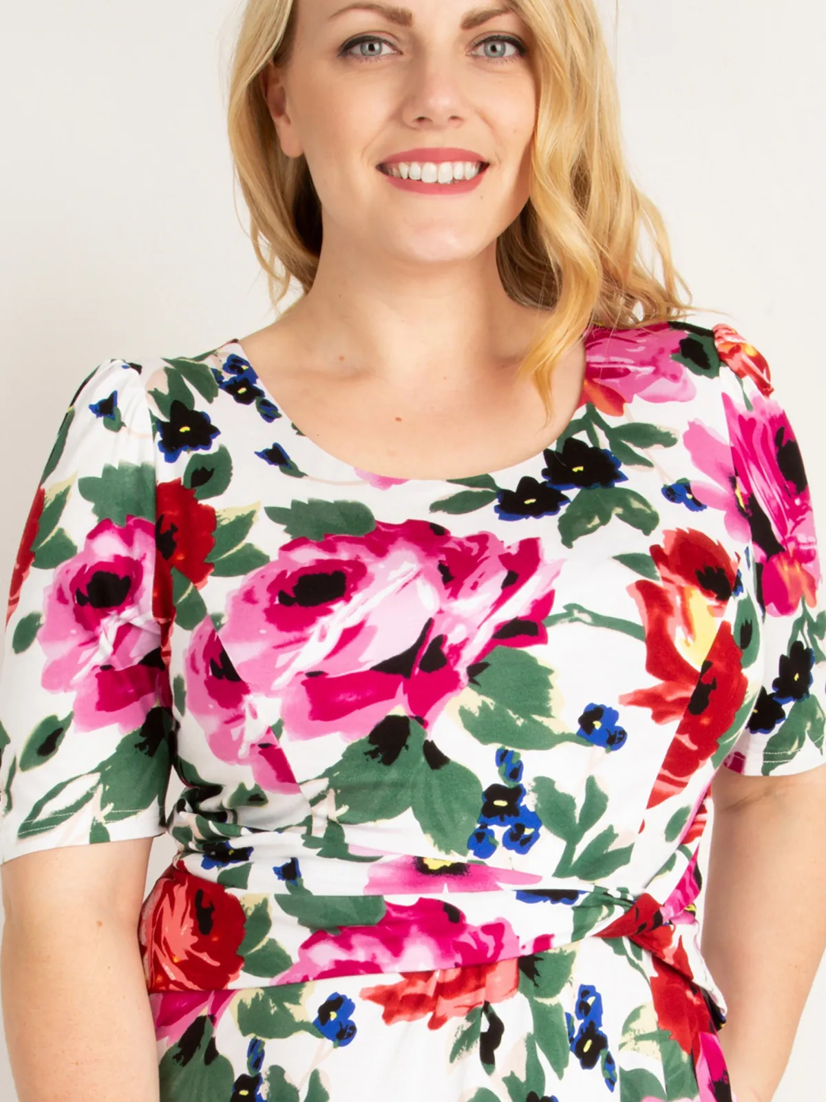 Jolie Moi Occasion Dresses|Floral Dresses-Floral Tea Dress, Pink