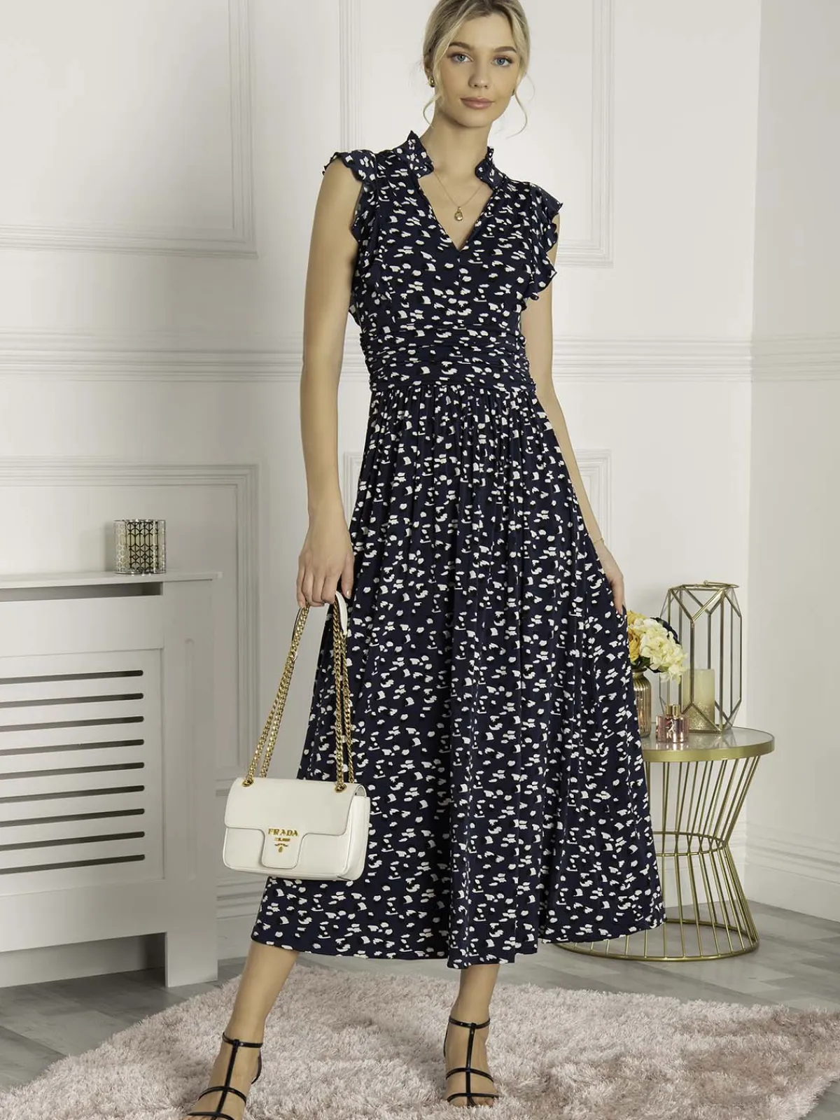 Jolie Moi Occasion Dresses|Jersey Dresses-Frill Detail Maxi Dress, Dark Teal