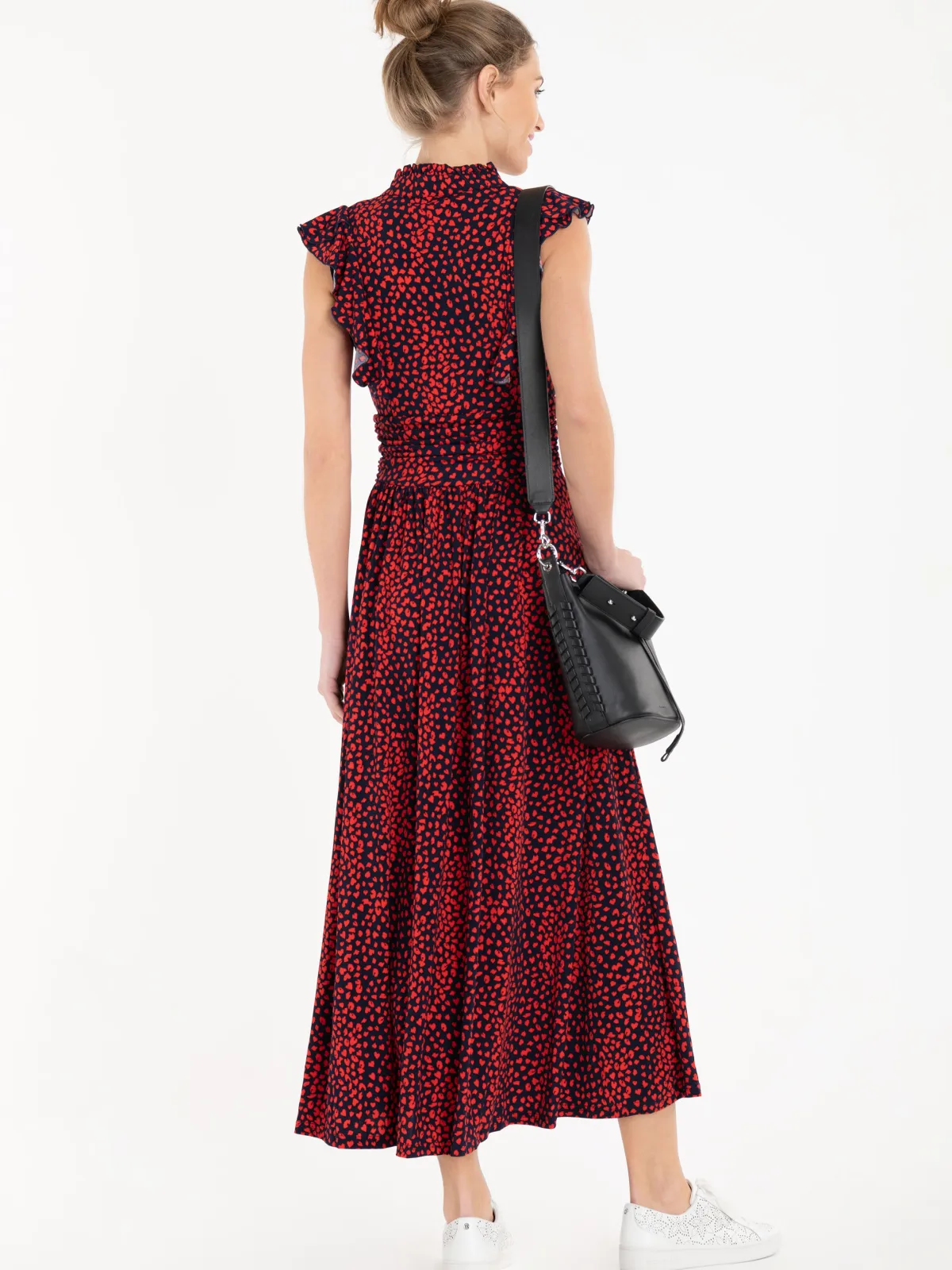 Jolie Moi Occasion Dresses|Jersey Dresses-Frill Detail Maxi Dress, Red Animal
