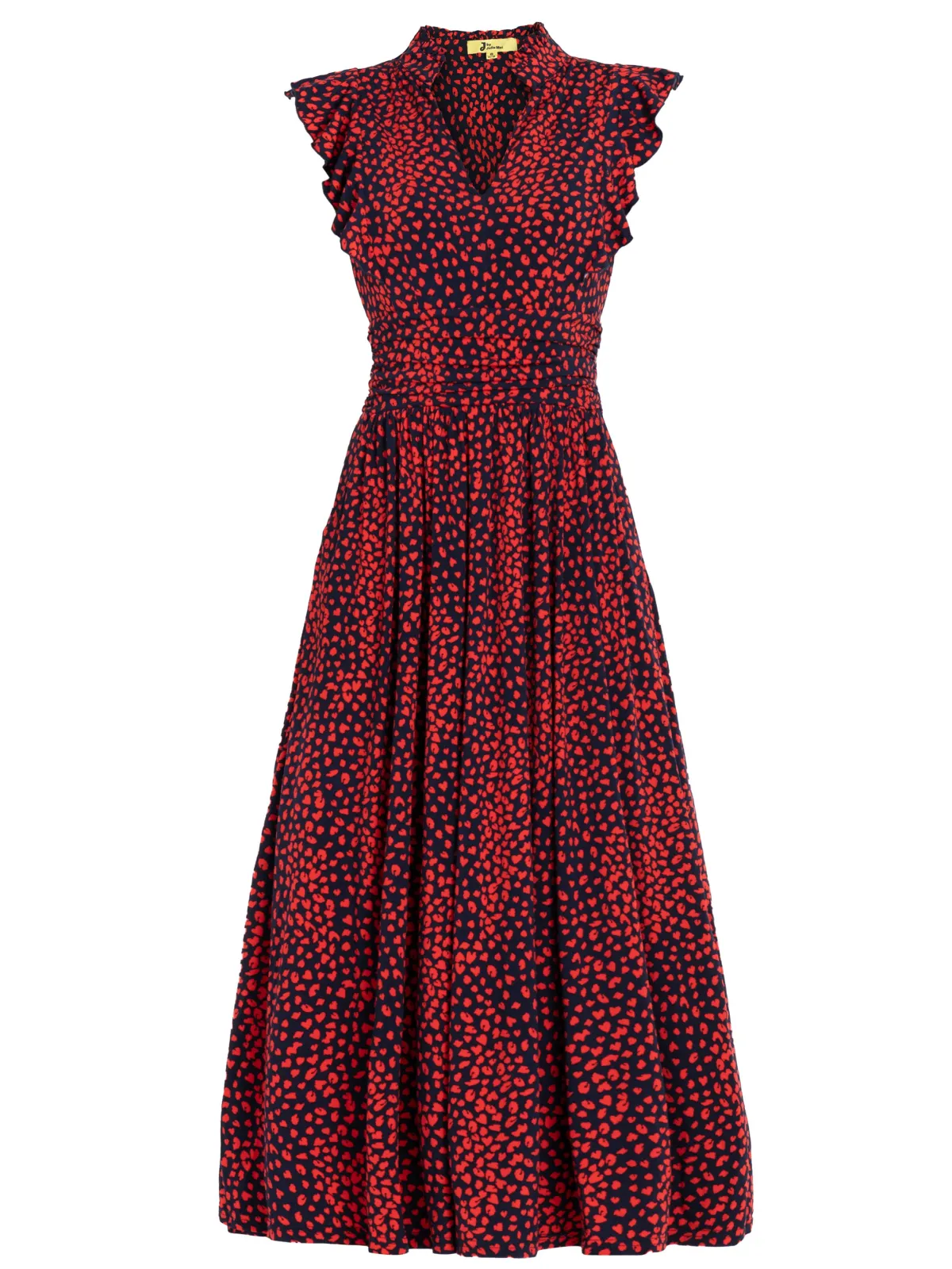 Jolie Moi Occasion Dresses|Jersey Dresses-Frill Detail Maxi Dress, Red Animal