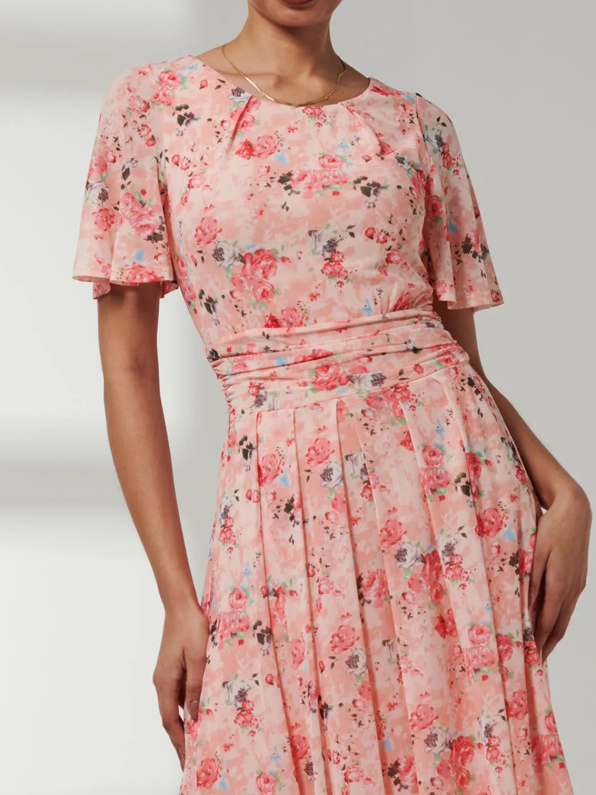 Jolie Moi Occasion Dresses|Floral Dresses-Giana Mesh Maxi Dress, Floral Multi