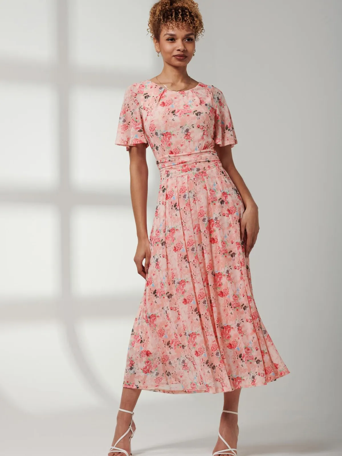Jolie Moi Occasion Dresses|Floral Dresses-Giana Mesh Maxi Dress, Floral Multi