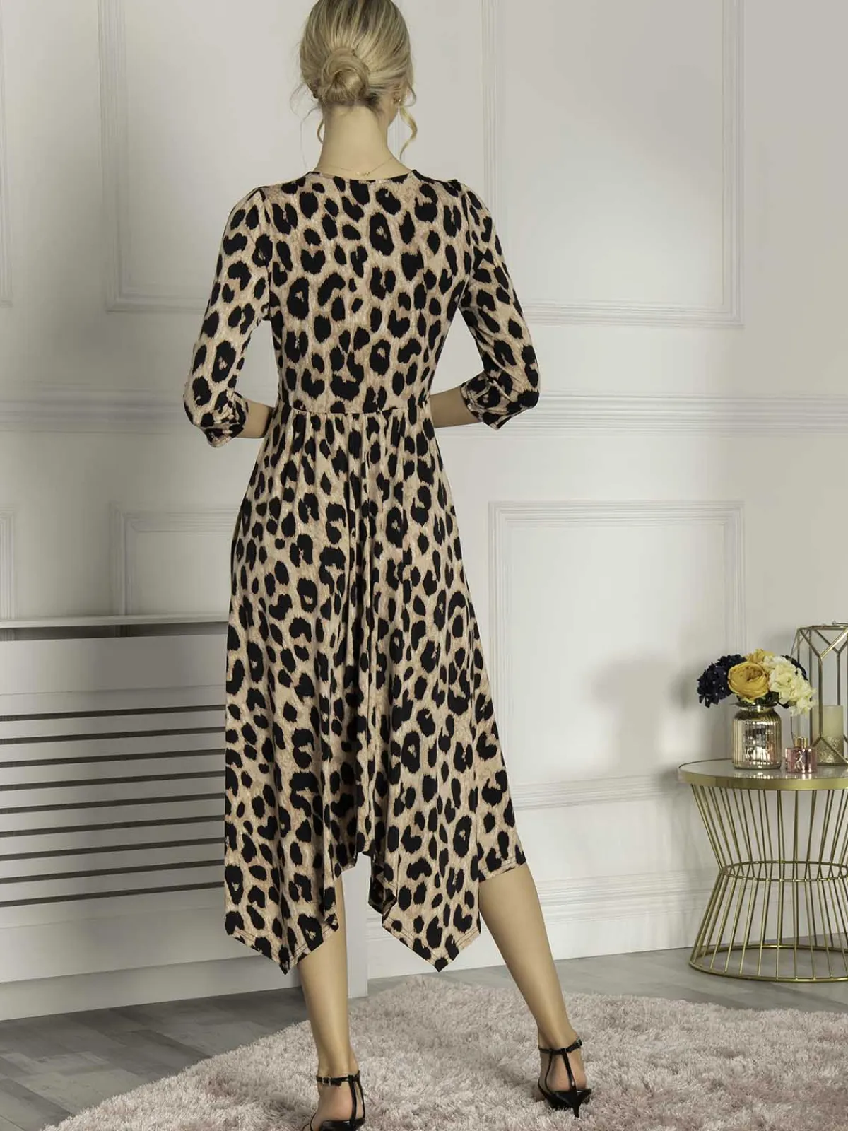 Jolie Moi Occasion Dresses|Office Dresses-Knot Front Hanky Hem Dress, Pink Animal