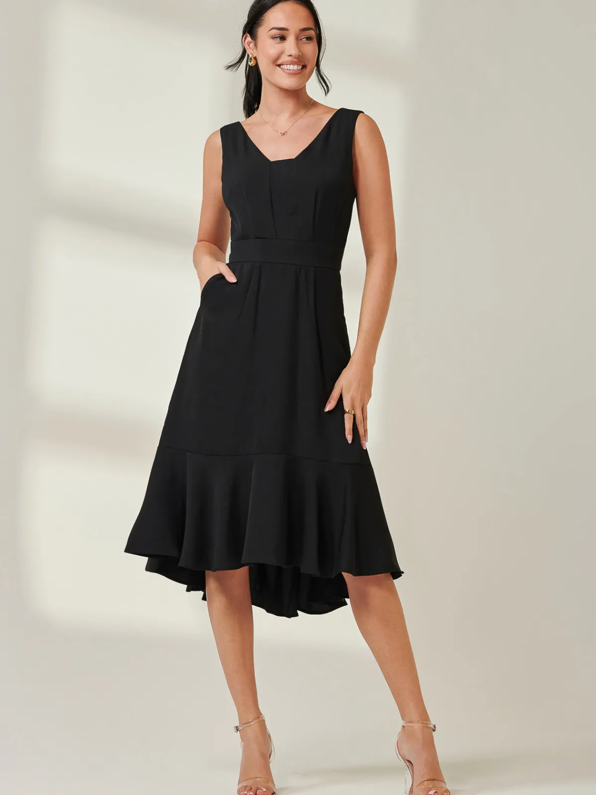 Jolie Moi Occasion Dresses-Palmer Dip Hem Shift Dress, Black