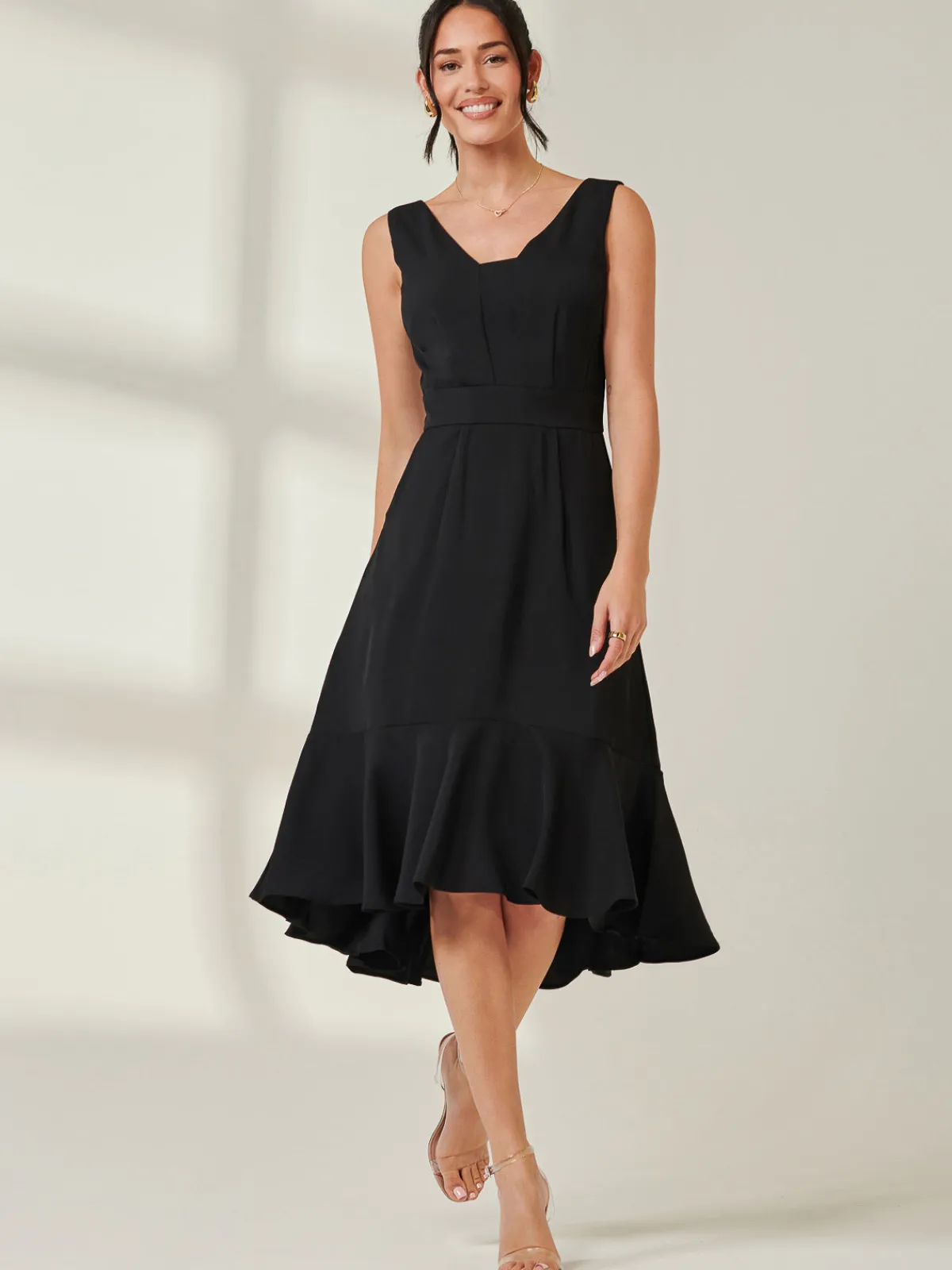 Jolie Moi Occasion Dresses-Palmer Dip Hem Shift Dress, Black