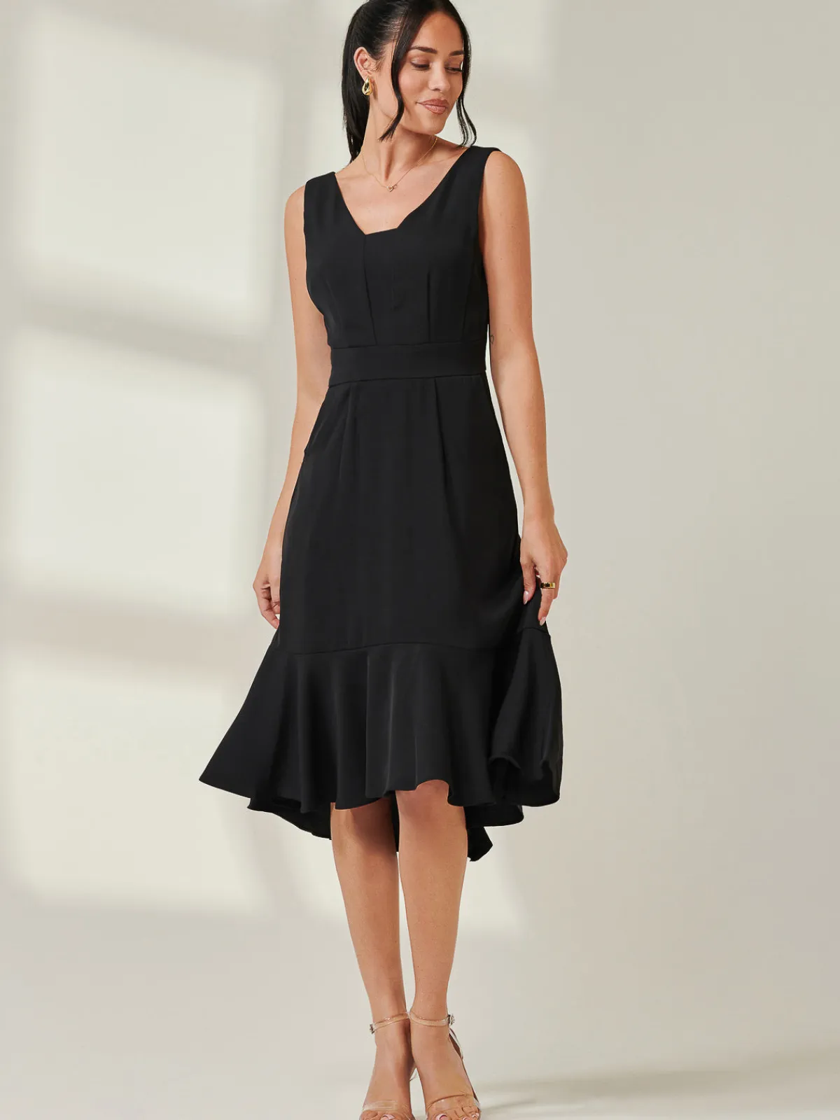 Jolie Moi Occasion Dresses-Palmer Dip Hem Shift Dress, Black