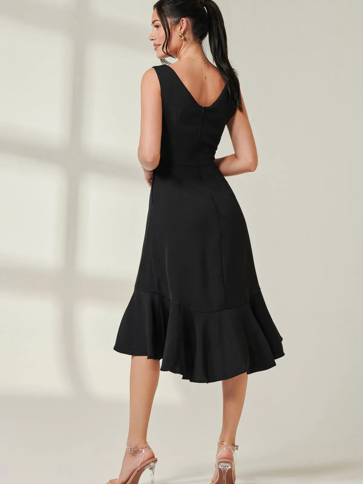 Jolie Moi Occasion Dresses-Palmer Dip Hem Shift Dress, Black