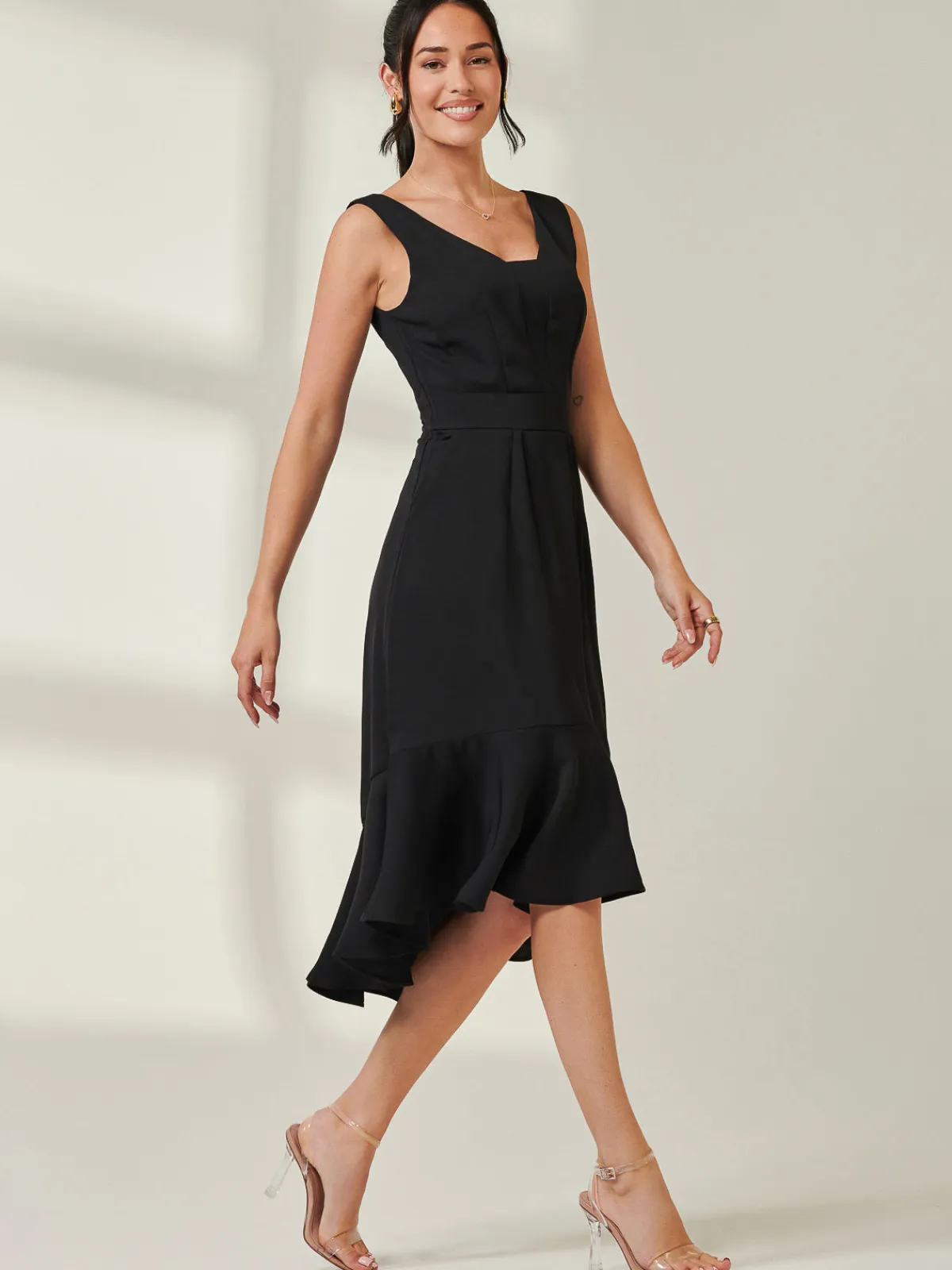 Jolie Moi Occasion Dresses-Palmer Dip Hem Shift Dress, Black