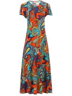 Jolie Moi Weekend Casuals|Maxi Dresses-Printed Cap Sleeve Dress, Red/Multi