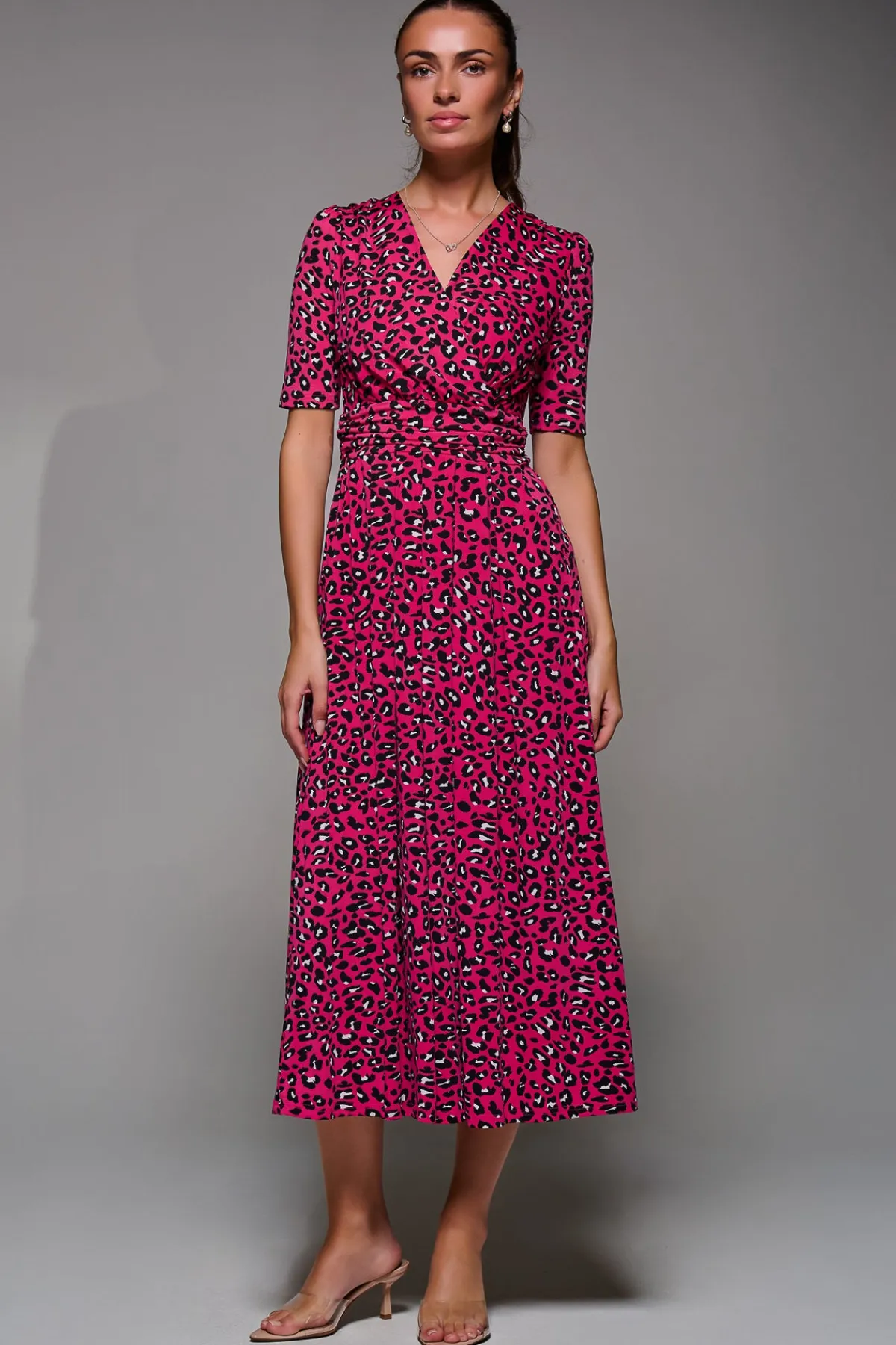 Jolie Moi Occasion Dresses|Office Dresses-Selene Animal Print Maxi Dress, Magenta