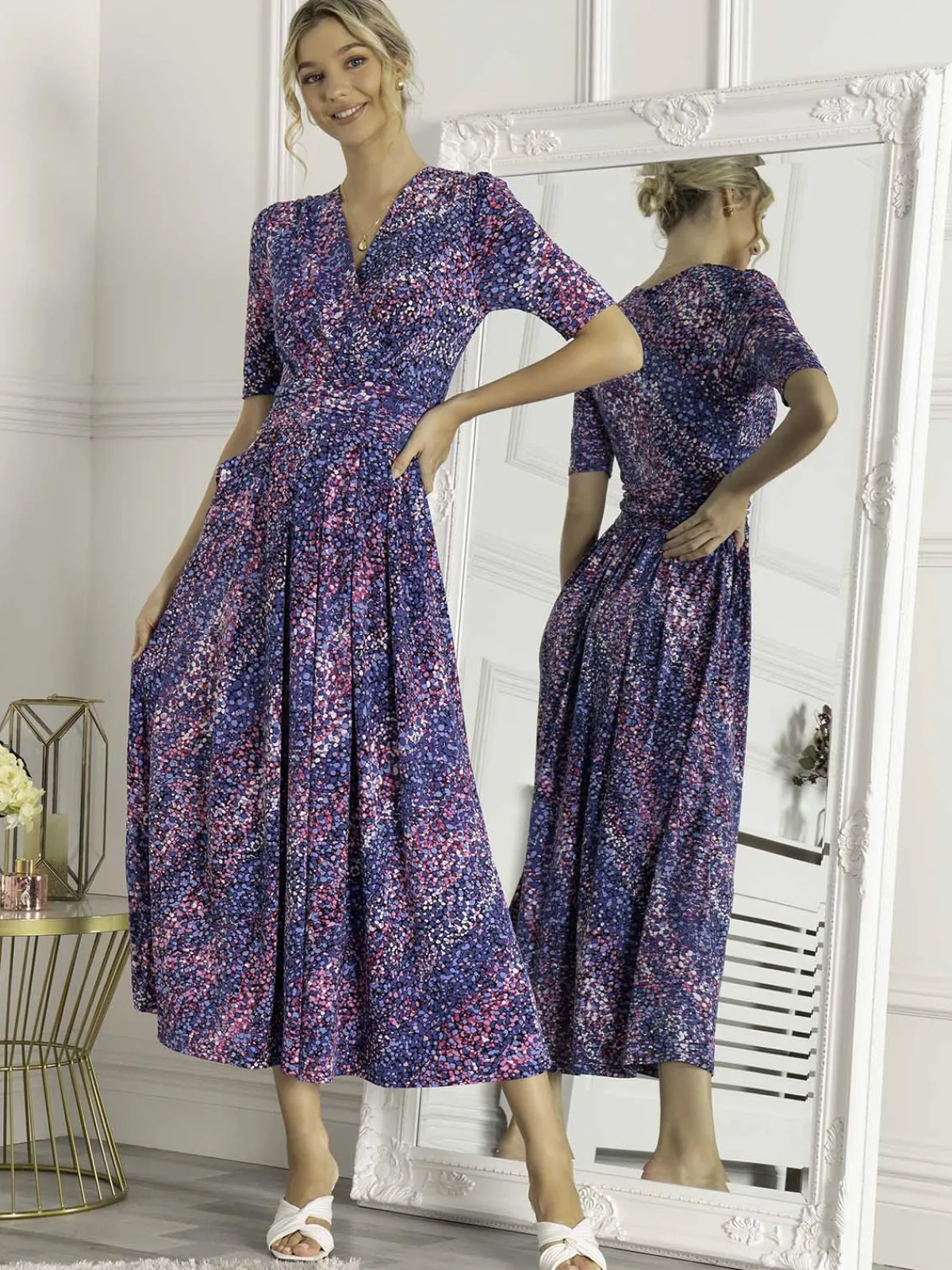 Jolie Moi Occasion Dresses|Weekend Casuals-Josie Animal Print Maxi Dress, Blue Multi