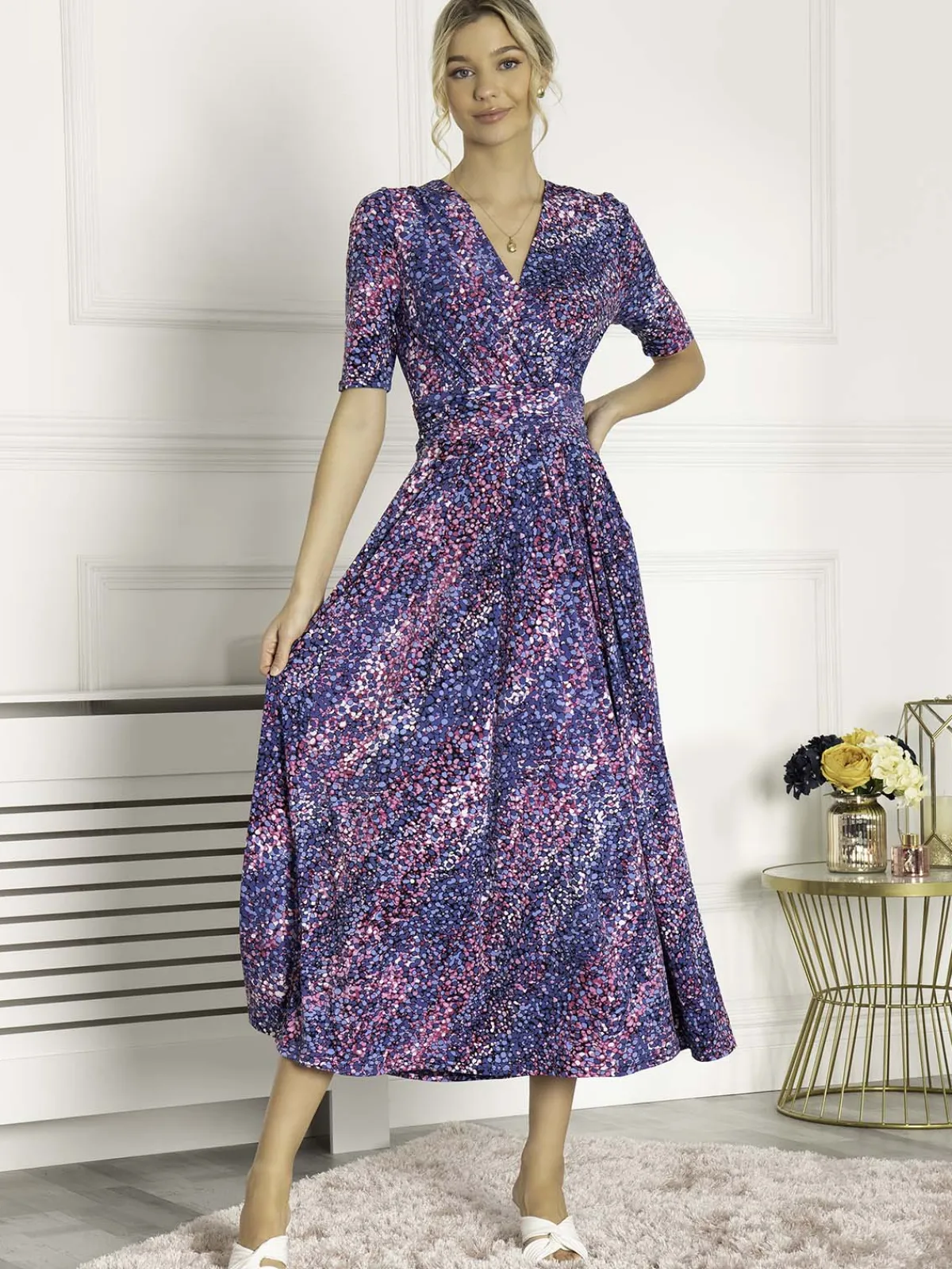 Jolie Moi Occasion Dresses|Weekend Casuals-Josie Animal Print Maxi Dress, Blue Multi