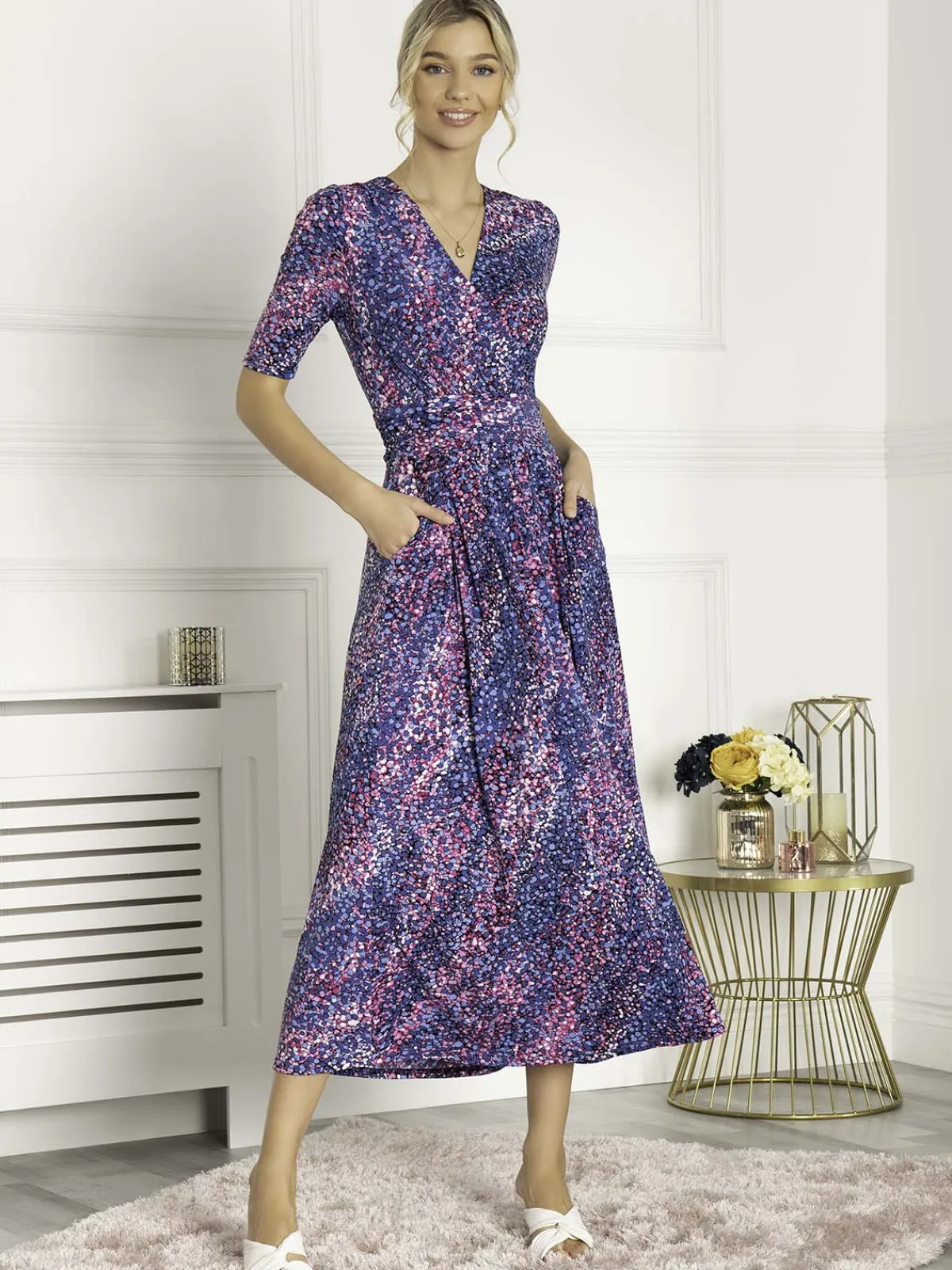 Jolie Moi Occasion Dresses|Weekend Casuals-Josie Animal Print Maxi Dress, Blue Multi